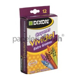 CRAYONES COLORES SURTIDOS REDONDOS JUMBO VIVIDEL 12 PIEZAS