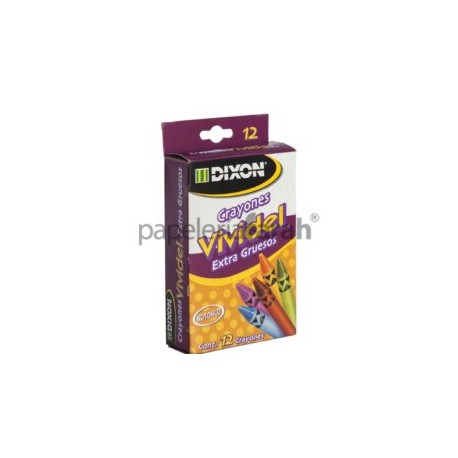 CRAYONES COLORES SURTIDOS REDONDOS JUMBO VIVIDEL 12 PIEZAS