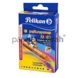 CRAYONES COLORES SURTIDOS REDONDOS PELICRAYON JUMBO PELIKAN 12 PIEZAS