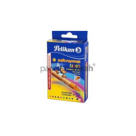 CRAYONES COLORES SURTIDOS REDONDOS PELICRAYON JUMBO PELIKAN 12 PIEZAS