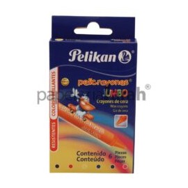 CRAYONES COLORES SURTIDOS REDONDOS PELICRAYON JUMBO PELIKAN 6 PIEZAS