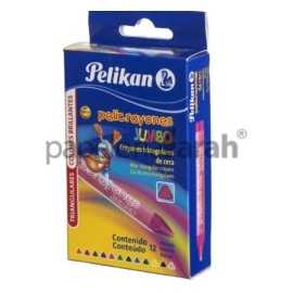 CRAYONES COLORES SURTIDOS TRIANGULARES PELICRAYON JUMBO PELIKAN 12 PIEZAS