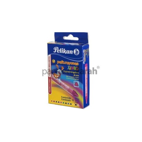 CRAYONES COLORES SURTIDOS TRIANGULARES PELICRAYON JUMBO PELIKAN 12 PIEZAS