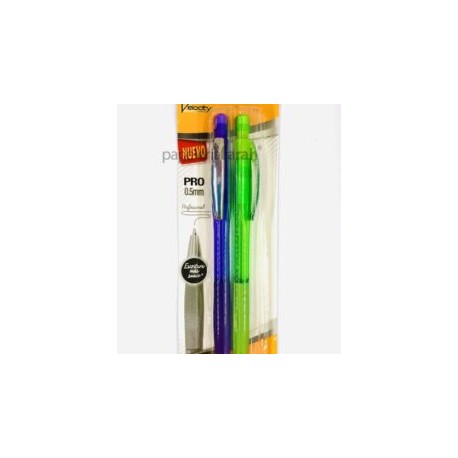 LAPICERO RETRÁCTIL 0.5 VELOCITY PRO BIC 2 PIEZAS