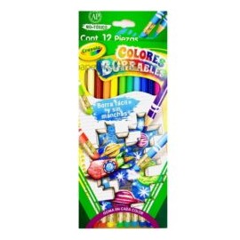 LÁPICES COLORES SURTIDOS BORRABLES 684412 CRAYOLA 12 PIEZAS