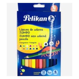 LÁPICES COLORES SURTIDOS COLORES TRIANGULARES JUMBO 303330306 PELIKAN 12 PIEZAS