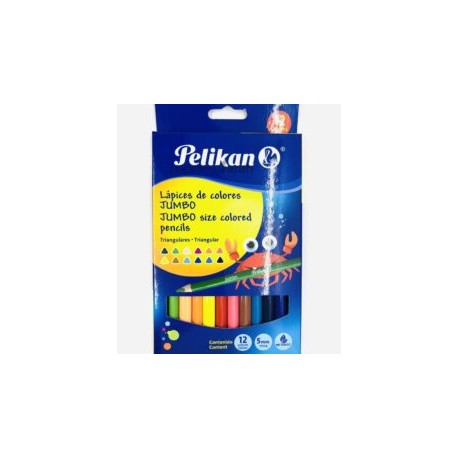 LÁPICES COLORES SURTIDOS COLORES TRIANGULARES JUMBO 303330306 PELIKAN 12 PIEZAS