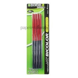 LÁPIZ BICOLOR ROJO-AZUL DELGADO DIXON 4 PIEZAS