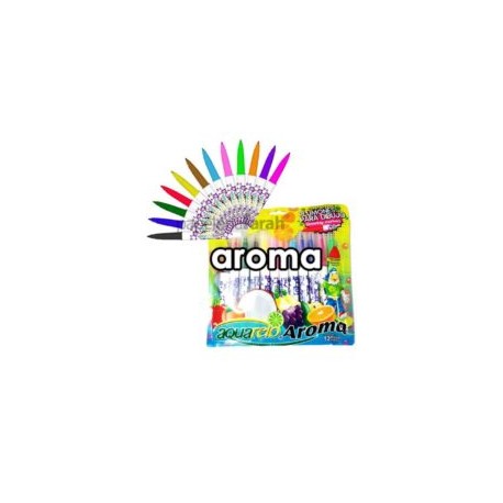 PLUMONES LAVABLES AQUARELO AROMA COLORES SURTIDOS 2922 AZOR 12 PIEZAS